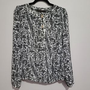 The Limited | Black & White | Leopard Print, Gold Clasp, Sheer Material Top | M